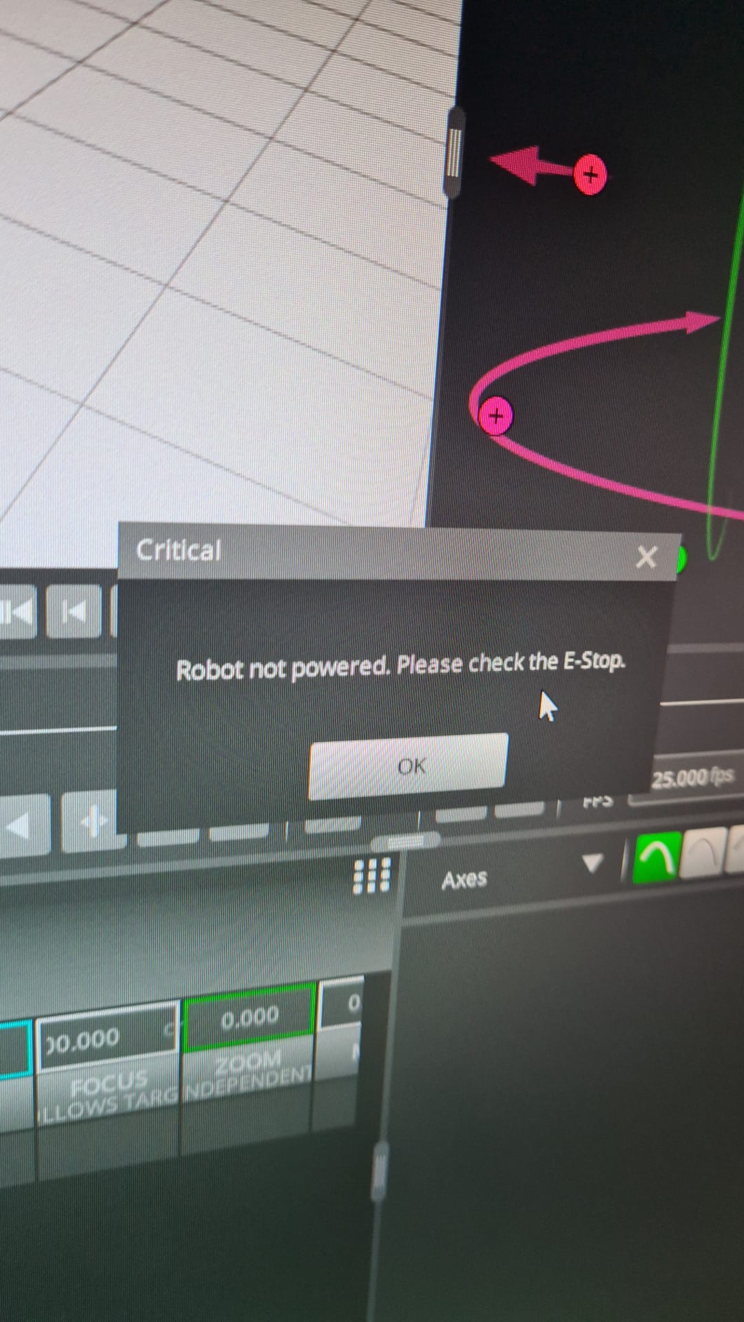 Bolt Jr+ safety chain / E-stop warning screenshot cleared by resetting all E-stops.