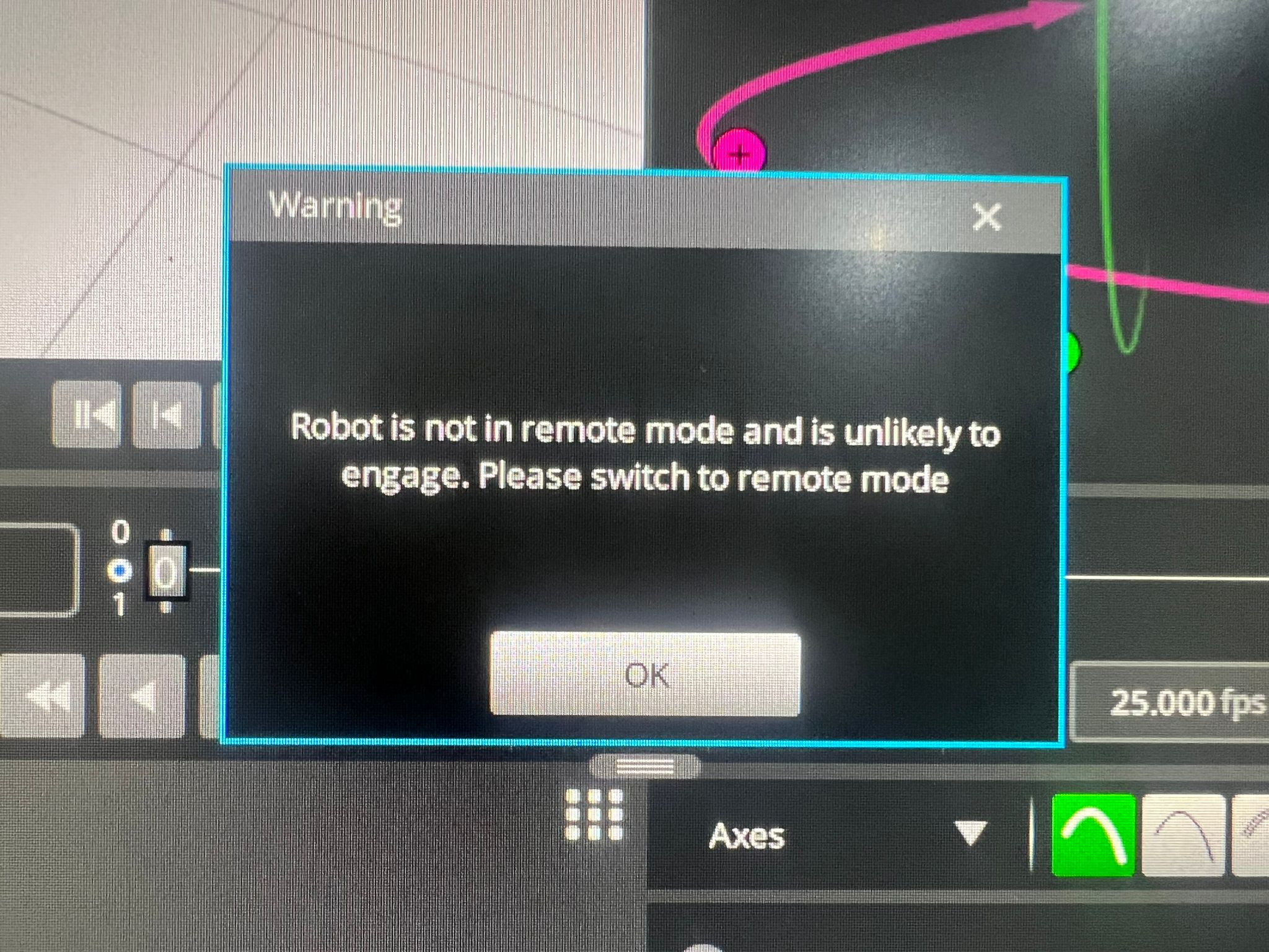 Flair key switch or operating mode warning screenshot.