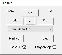 Part Run / Start TC screenshot attached to CalcTC timecode workflow question.