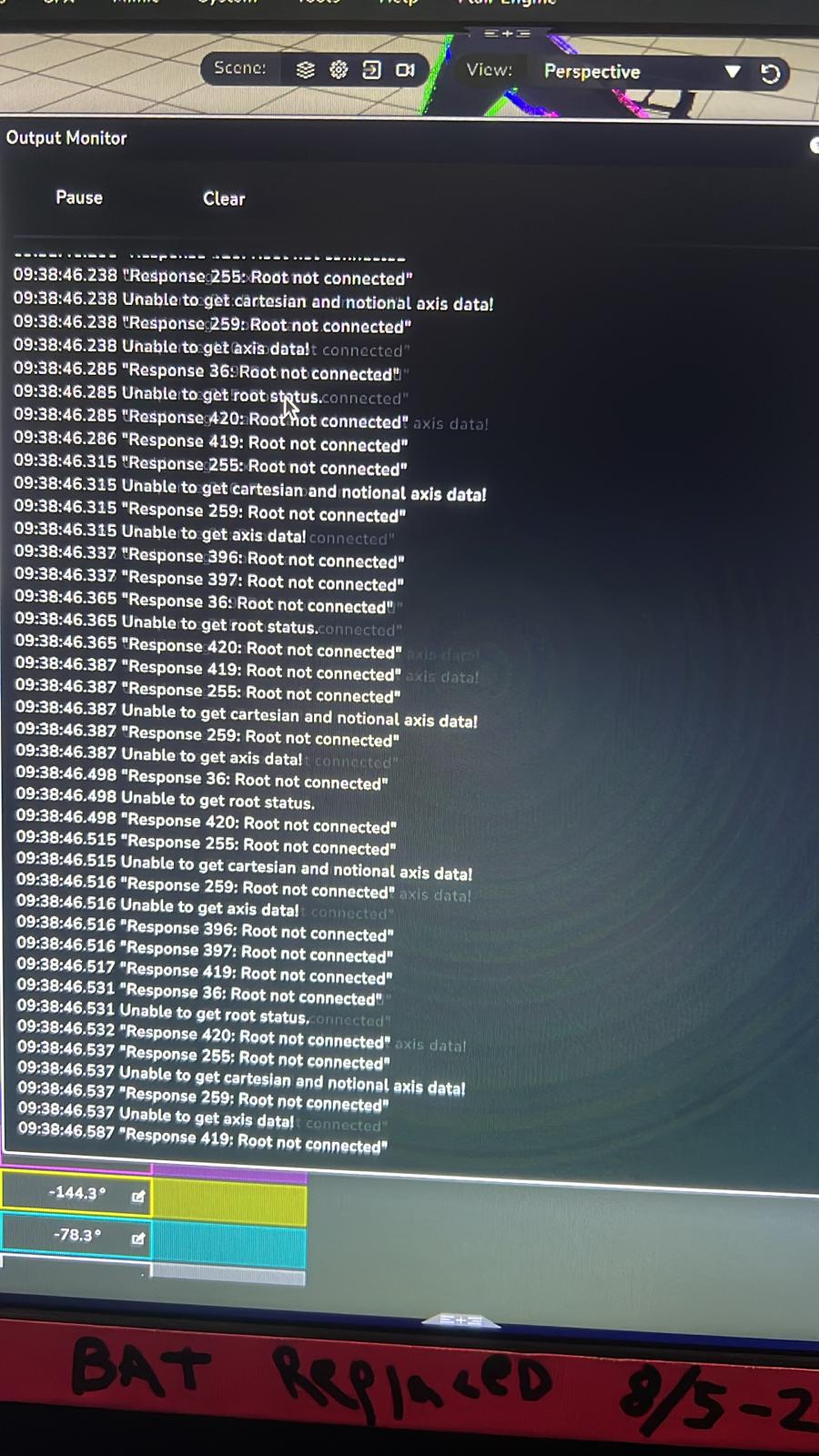 Flair Bridge node status screenshot where nodes disconnect then go green again but control still requires reboot.